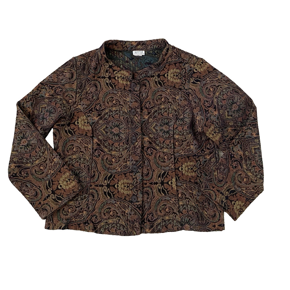 Vintage Habitat Tapestry Paisley Floral Blazer Jacket XL Grannycore Art Boho USA